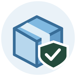 Parcel and shield symbol for shipping protection